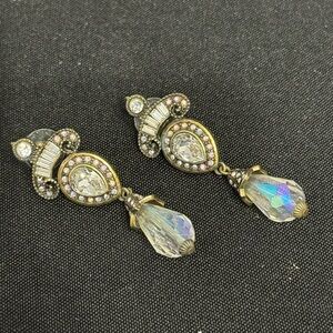 Heidi Daus Iridescent Crystal Drop Earrings with Gold-Tone Accents